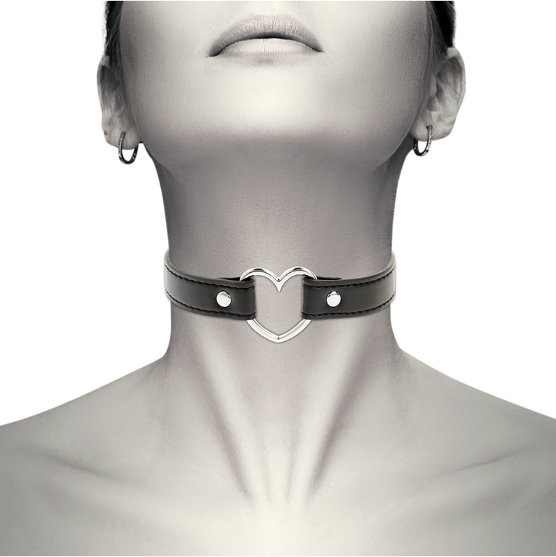 Collar with Heart Coquette Choker Black