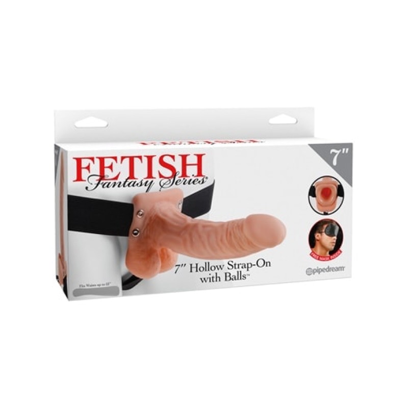 Κούφιο Strap-On με Όρχεις Fetish Fantasy Series 18cm Μπεζ