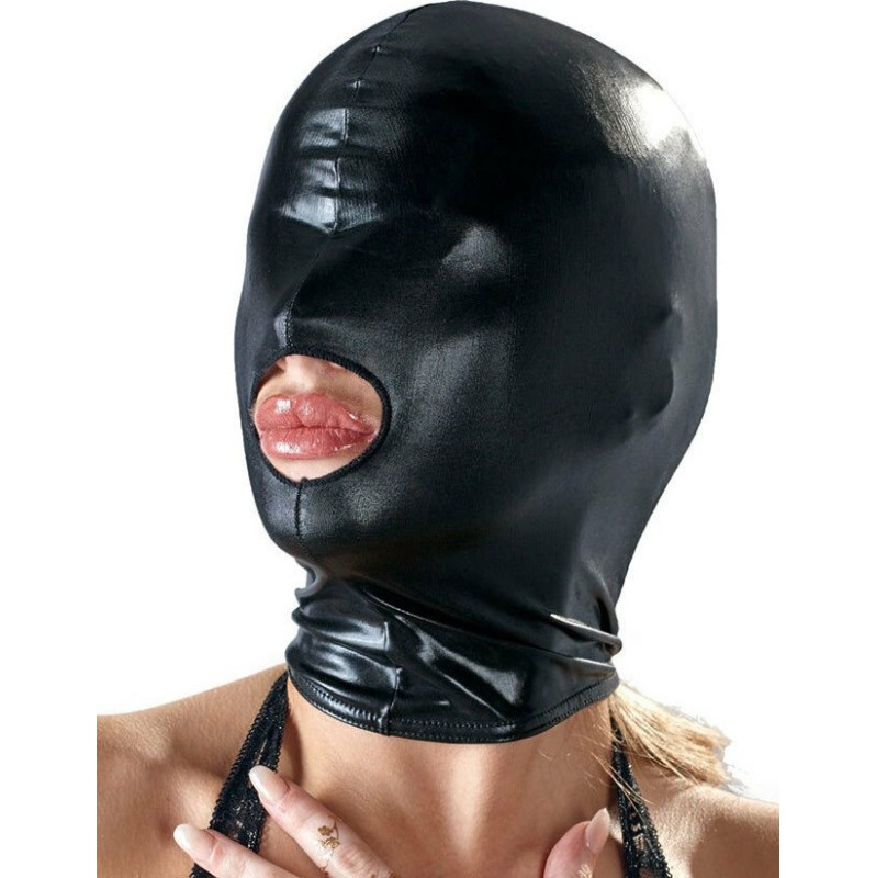 Head Mask Bad Kitty Mouth Wet Look Black