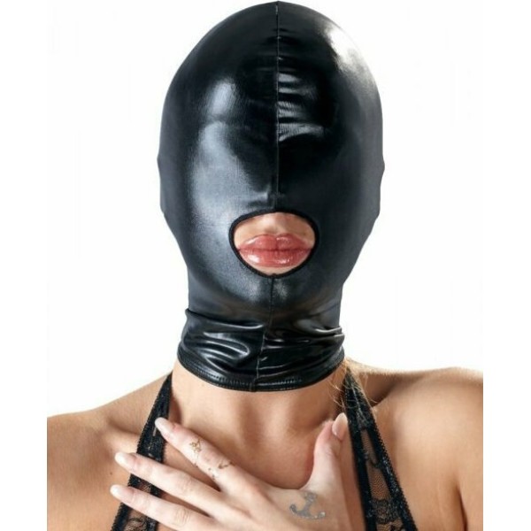 Head Mask Bad Kitty Mouth Wet Look Black