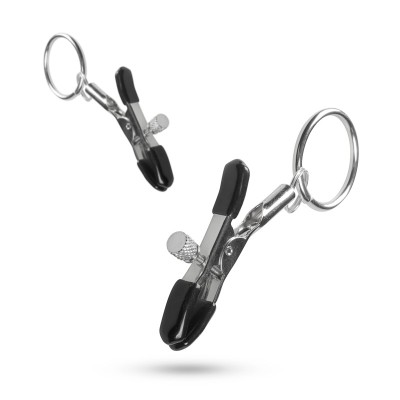 Metal Nipple Clamps With Ring Easytoys Black