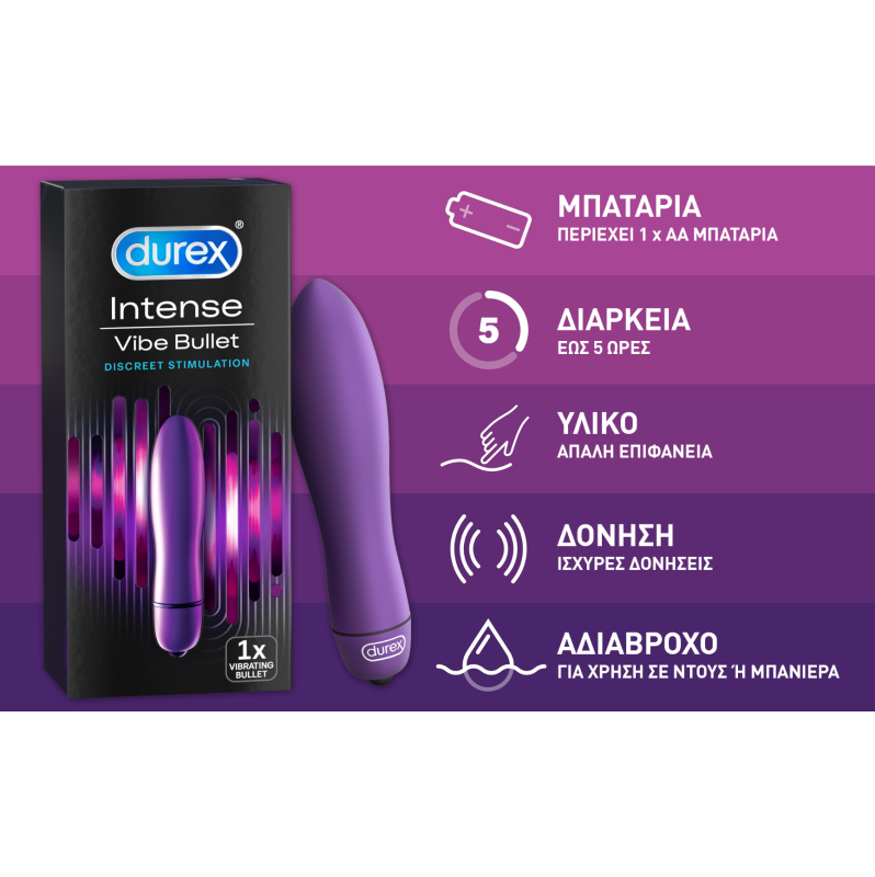 Bullet Vibrator Durex Pure Pleasure 9cm Purple