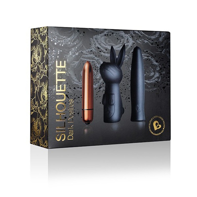 Bullet Vibrator Set Rocks Off Silhouette Dark Desires Kit Black