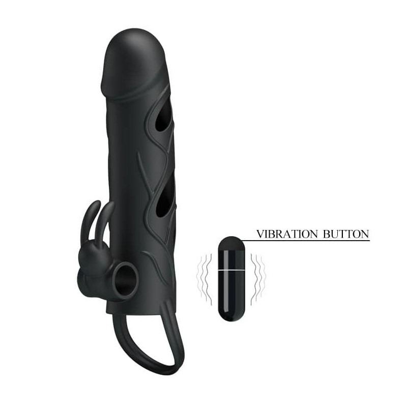 Vibrating Penis Sleeve Pretty Love Black Vibrating Penis Sleeve Pretty Love Black