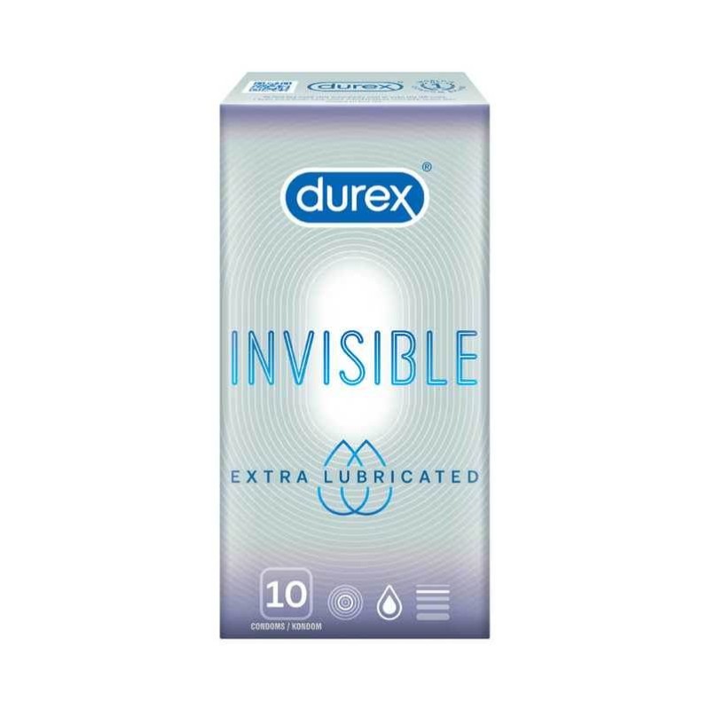 Προφυλακτικά Λεπτά Durex Invisible Extra Lubricated 10τμχ