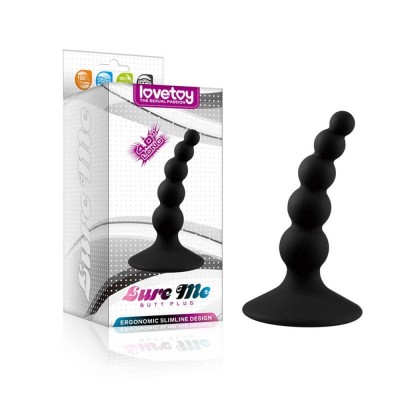Beaded Butt Plug Lovetoy Lure Me Black Beaded Butt Plug Lovetoy Lure Me Black