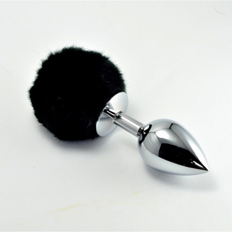 Butt Plug Lovetoy with Pompon Small Black