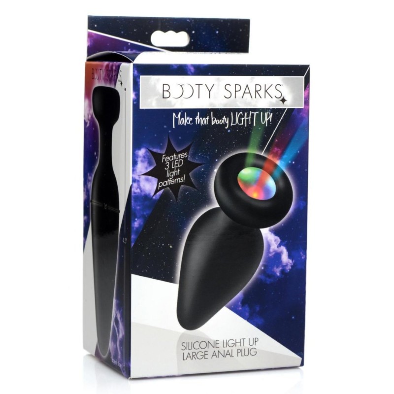 Butt Plug With LED Light Booty Sparks Light-Up Large Black Butt Plug With LED Light Booty Sparks Light-Up Large Black