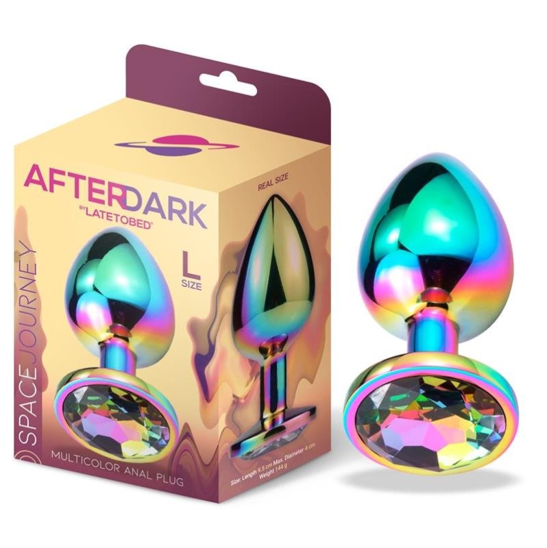 Butt Plug with Jewel Afterdark Large Rainbow