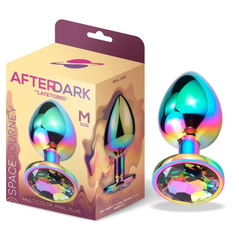 Butt Plug with Jewel Afterdark Medium Rainbow