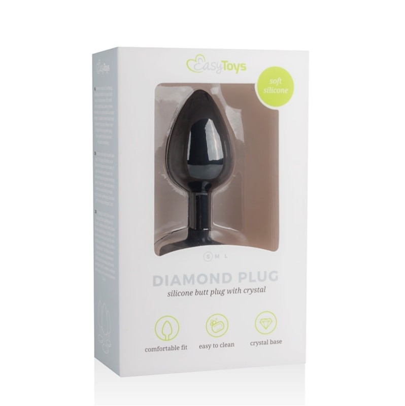 Butt Plug With Jewel Easytoys Diamond Small Black