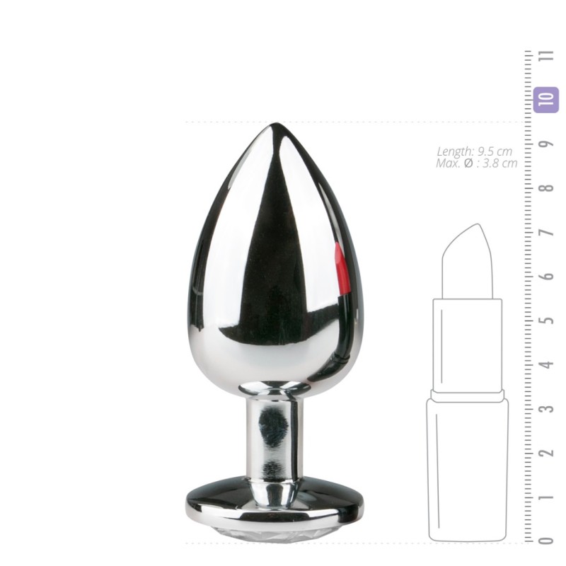 Butt Plug With Jewel Easytoys No. 6 Silver/Clear Butt Plug With Jewel Easytoys No. 6 Silver/Clear