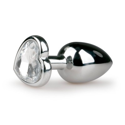 Butt Plug With Heart Jewel Easytoys No. 2 Silver/Clear Butt Plug With Heart Jewel Easytoys No. 2 Silver/Clear