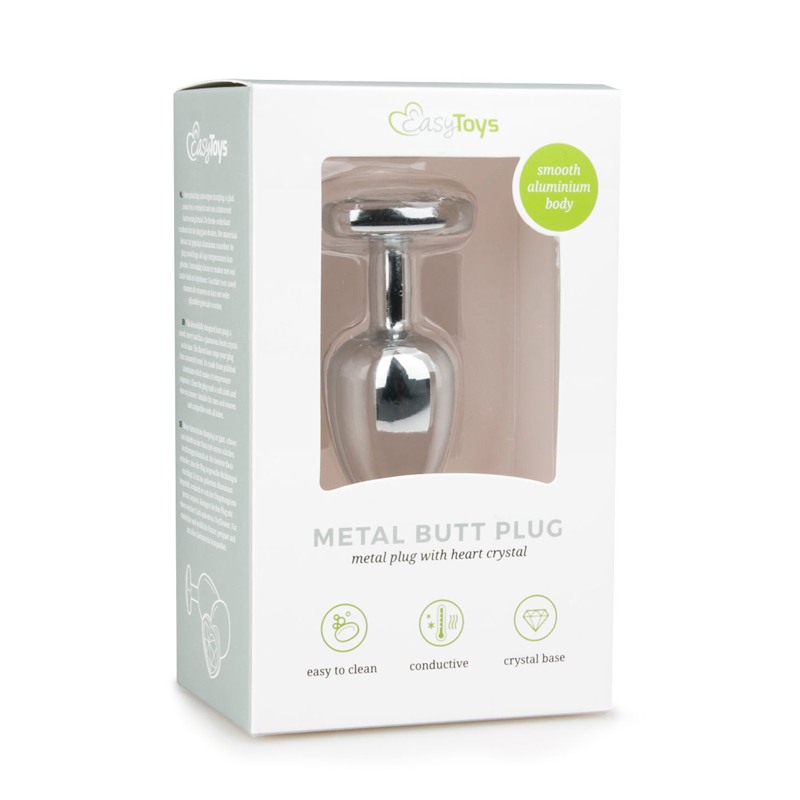 Butt Plug With Heart Jewel Easytoys No. 2 Silver/Clear Butt Plug With Heart Jewel Easytoys No. 2 Silver/Clear