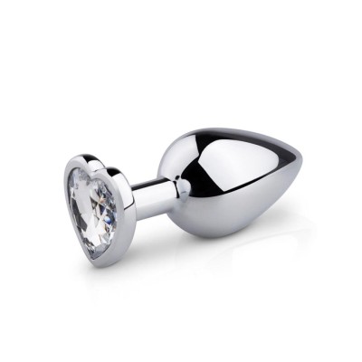 Butt Plug With Heart Jewel Easytoys No. 7 Silver/Clear Butt Plug With Heart Jewel Easytoys No. 7 Silver/Clear