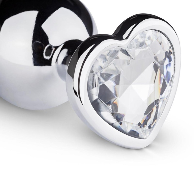 Butt Plug With Heart Jewel Easytoys No. 7 Silver/Clear Butt Plug With Heart Jewel Easytoys No. 7 Silver/Clear