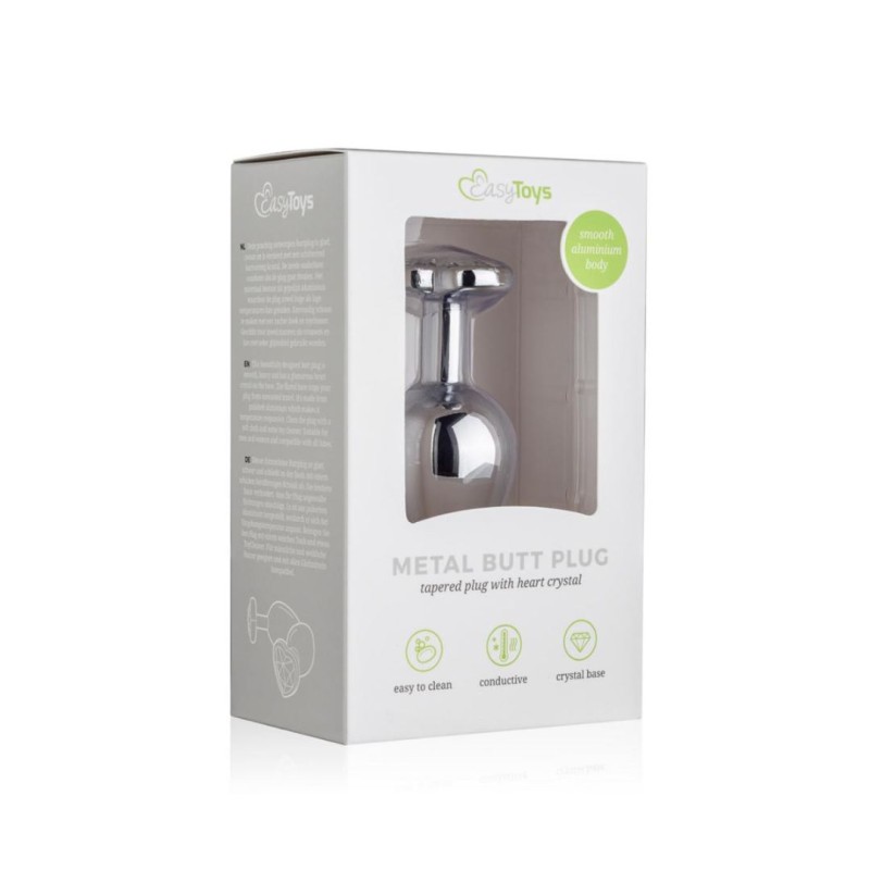 Butt Plug With Heart Jewel Easytoys No. 7 Silver/Clear Butt Plug With Heart Jewel Easytoys No. 7 Silver/Clear