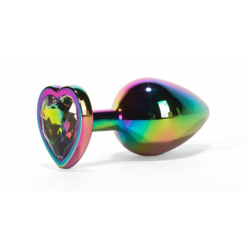 Butt Plug With Heart Jewel Secret Shine Large Rainbow