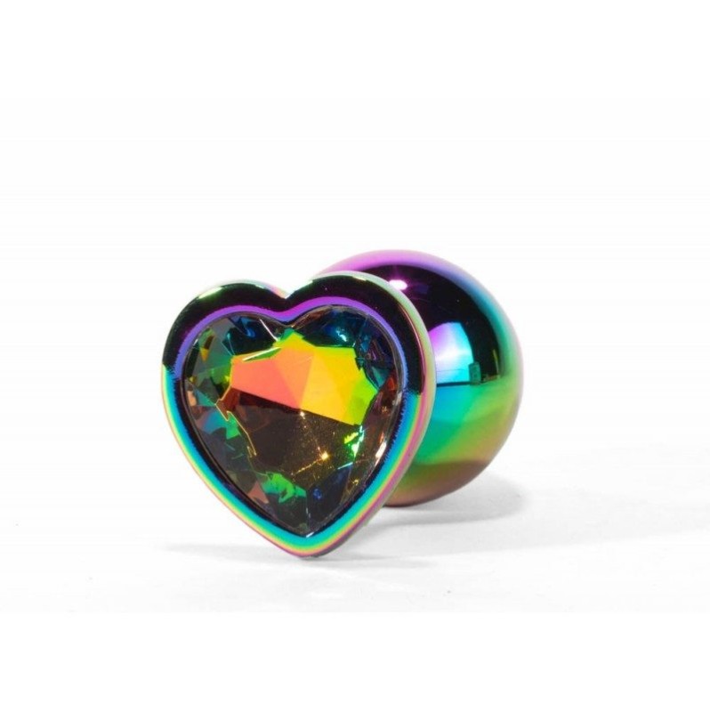 Butt Plug With Heart Jewel Secret Shine Large Rainbow