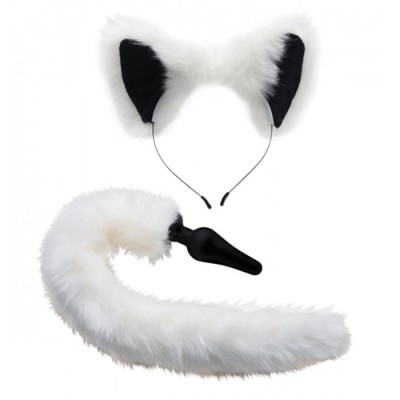 White Fox Tail and Ears Set Tailz White White Fox Tail and Ears Set Tailz White