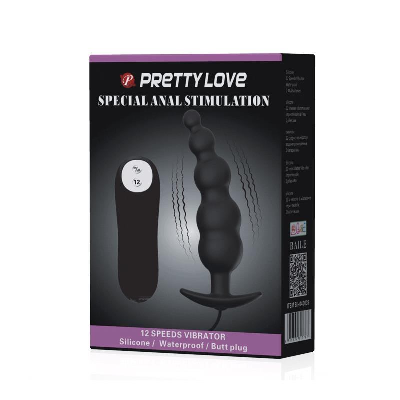 Butt Plug With Remote Control Pretty Love Vibrating Bubble Black Butt Plug With Remote Control Pretty Love Vibrating Bubble Black