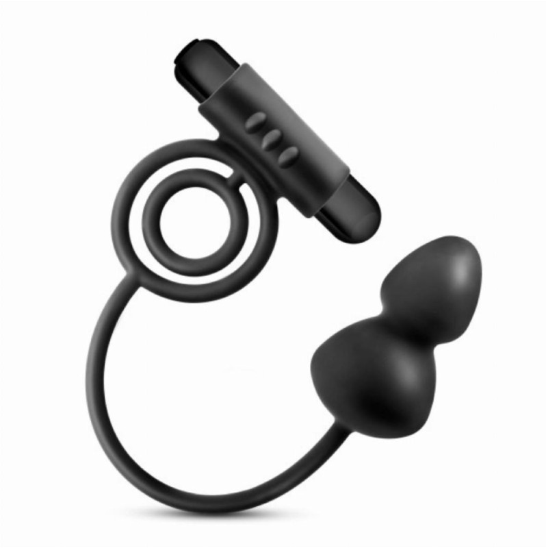 Butt Plug with Vibrating Cockring Anal Adventures Platinum Black