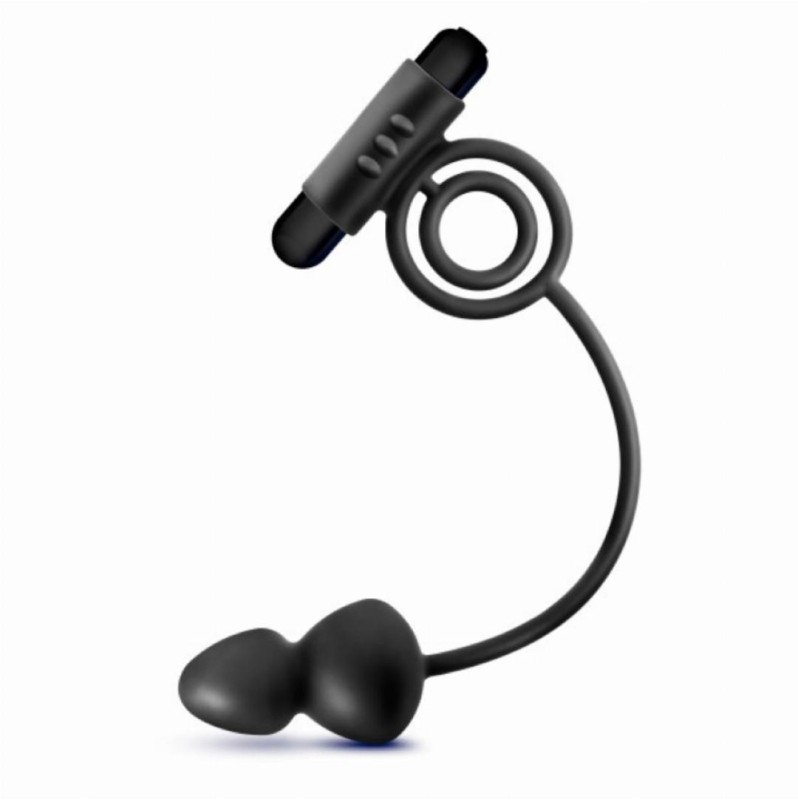 Butt Plug with Vibrating Cockring Anal Adventures Platinum Black