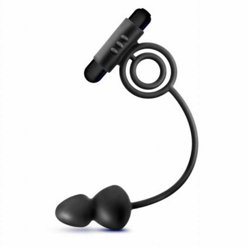 Butt Plug with Vibrating Cockring Anal Adventures Platinum Black Butt Plug with Vibrating Cockring Anal Adventures Platinum Black