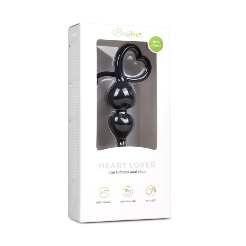 Anal Beads Easytoys Heart Handle Black