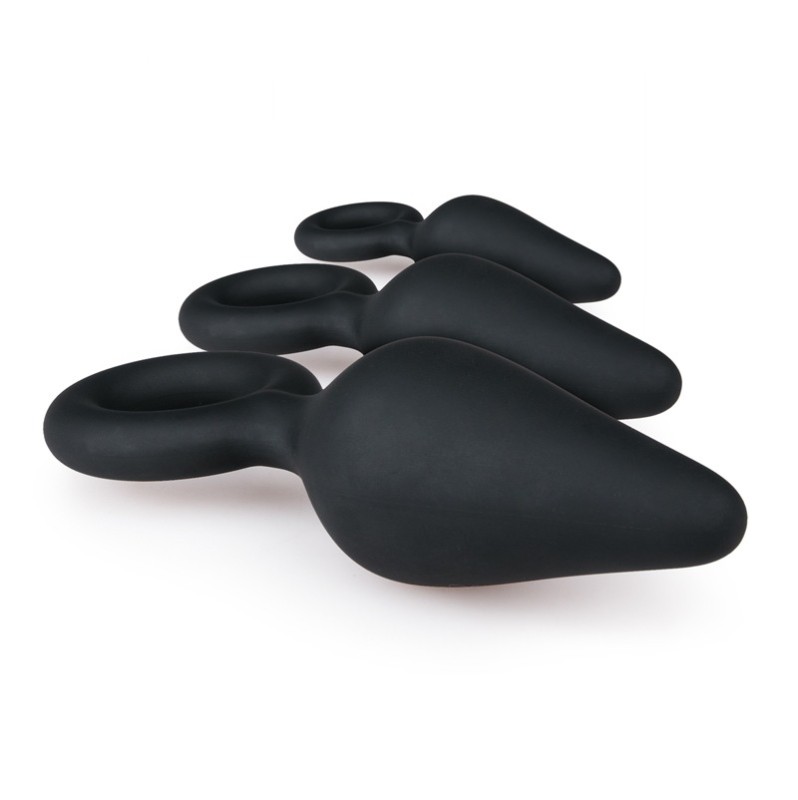 Butt Plug Set Easytoys With Pull Ring Black