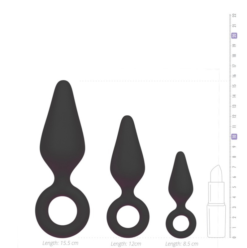 Butt Plug Set Easytoys With Pull Ring Black
