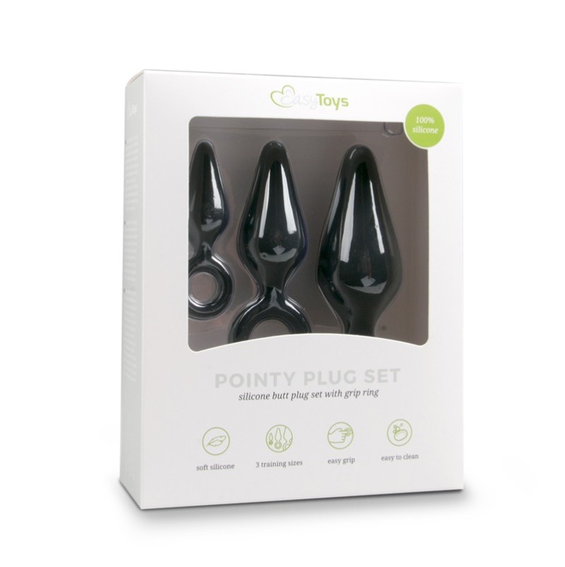 Butt Plug Set Easytoys With Pull Ring Black