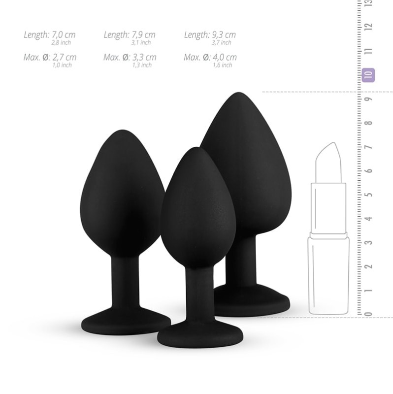 Butt Plug With Jewel Set Easytoys Diamond Black