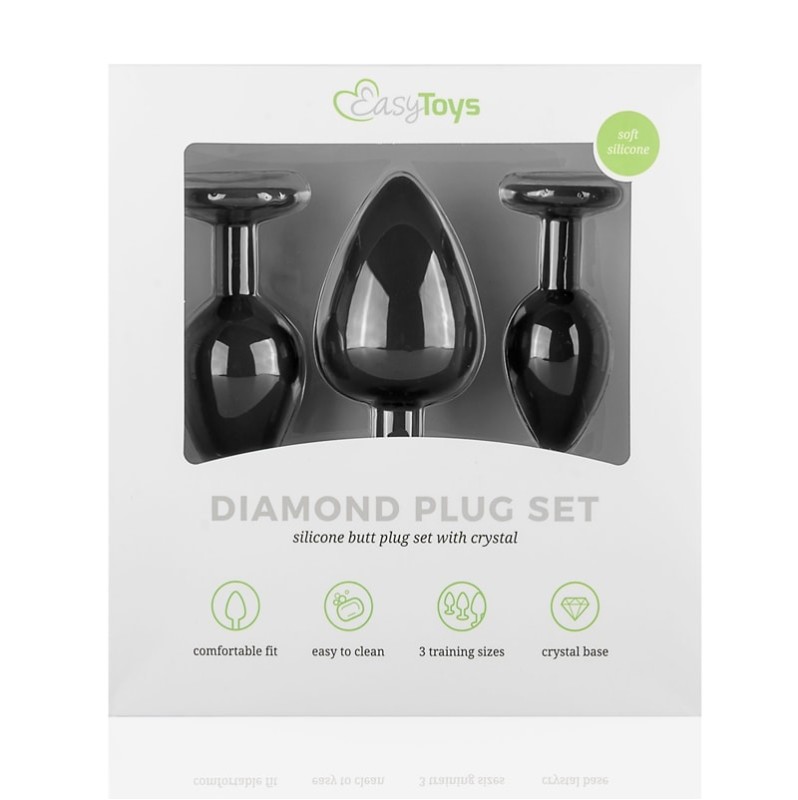 Butt Plug With Jewel Set Easytoys Diamond Black