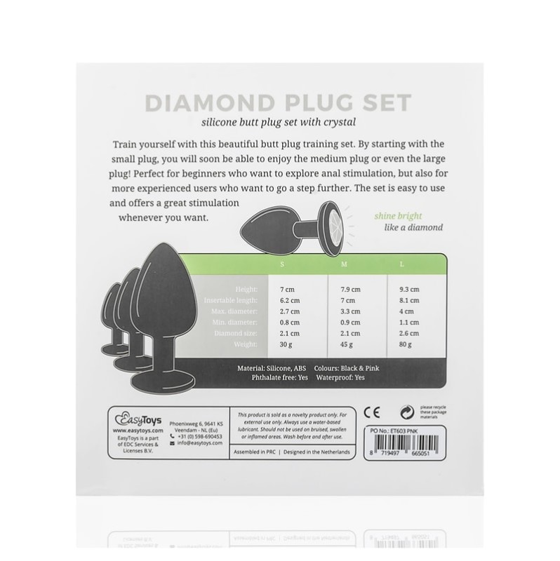 Butt Plug With Jewel Set Easytoys Diamond Black