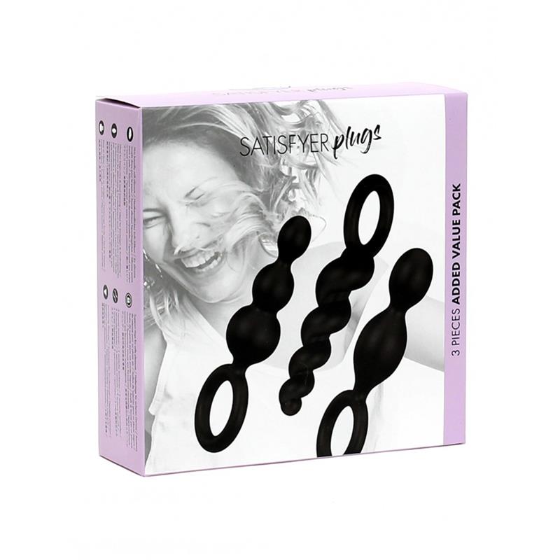 Pack of 3 Butt Plugs Satisfyer Black