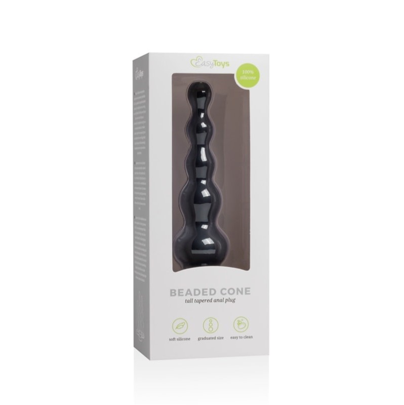 Πρωκτικό Dildo Easytoys Beaded Cone 16.5cm Μαύρο