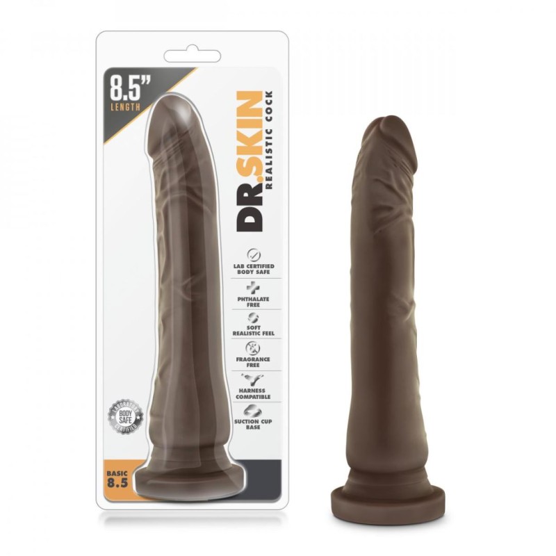 Realistic Dildo Dr.Skin With Suction Cup 21.6cm Brown