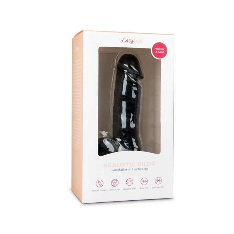 Ρεαλιστικό Dildo Easytoys 17.5cm Μαύρο