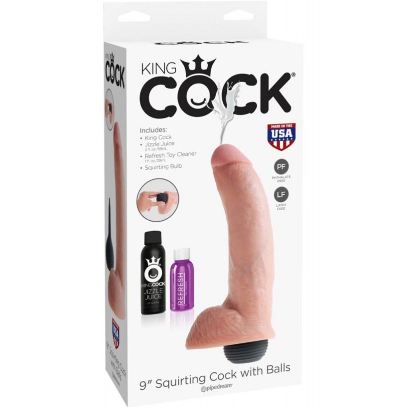 Ρεαλιστικό Dildo Εκσπερμάτισης King Cock 23cm Μπεζ