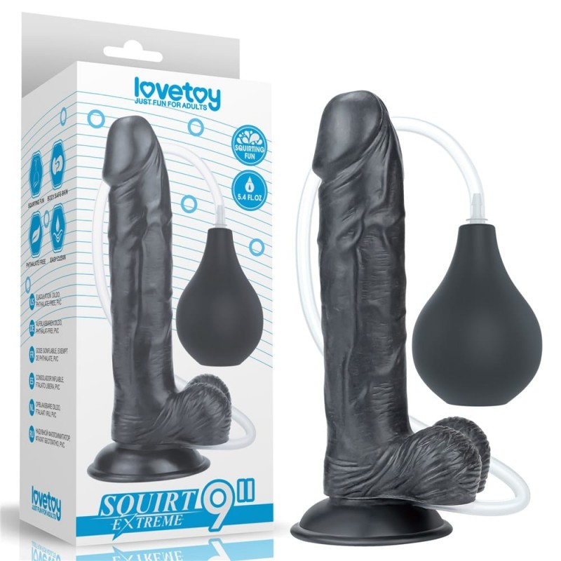 Ρεαλιστικό Dildo Εκσπερμάτισης Lovetoy Squirt Extreme 24cm Μαύρο