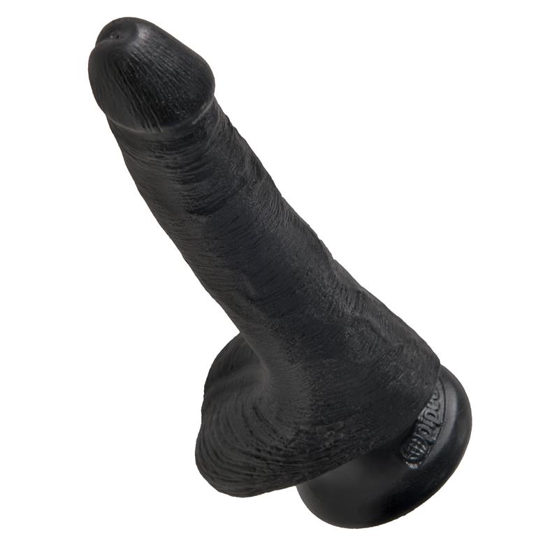 Realistic Dildo King Cock Ballsy 15cm Black Realistic Dildo King Cock Ballsy 15cm Black