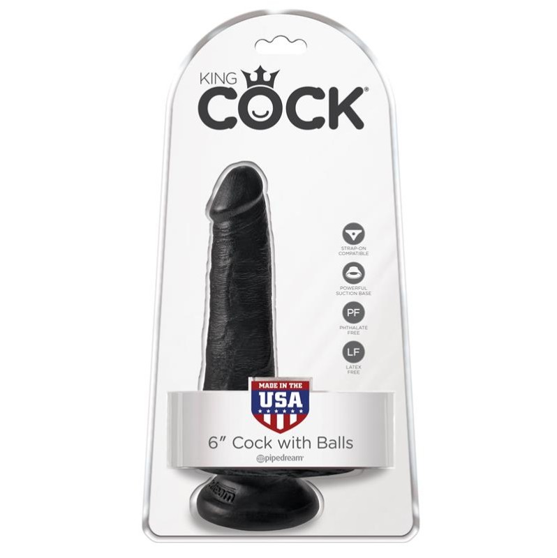 Realistic Dildo King Cock Ballsy 15cm Black