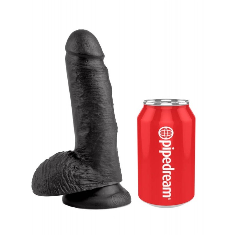 Realistic Dildo King Cock With Balls 18cm Βlack