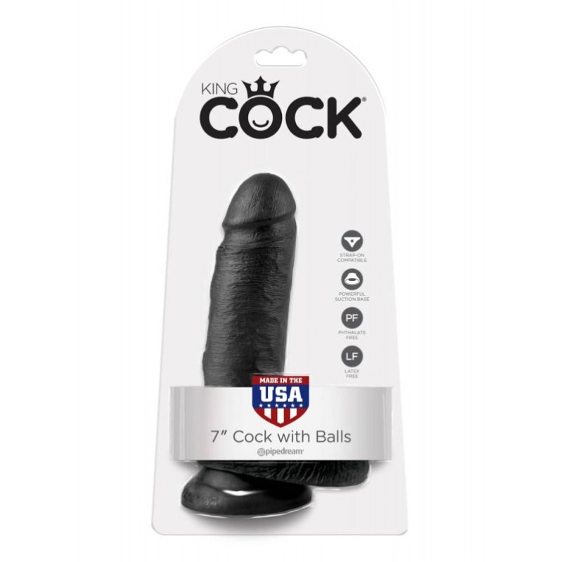 Realistic Dildo King Cock With Balls 18cm Βlack