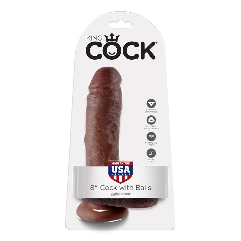 Realistic Dildo King Cock With Balls 20cm Brown Realistic Dildo King Cock With Balls 20cm Brown