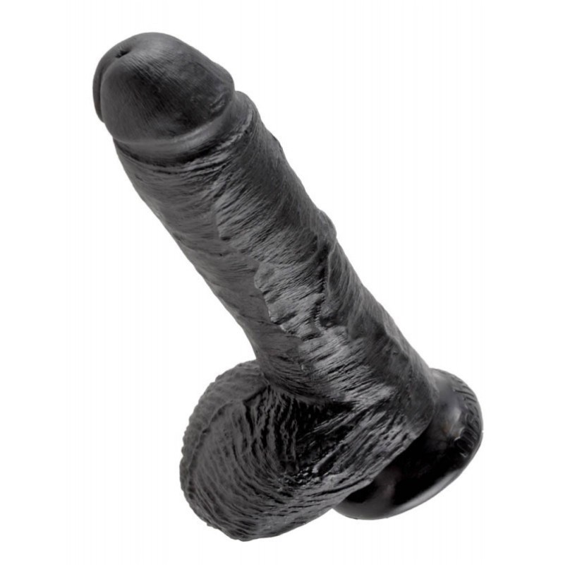 Realistic Dildo King Cock With Balls 20cm Black