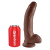 Realistic Dildo King Cock With Balls 23cm Brown