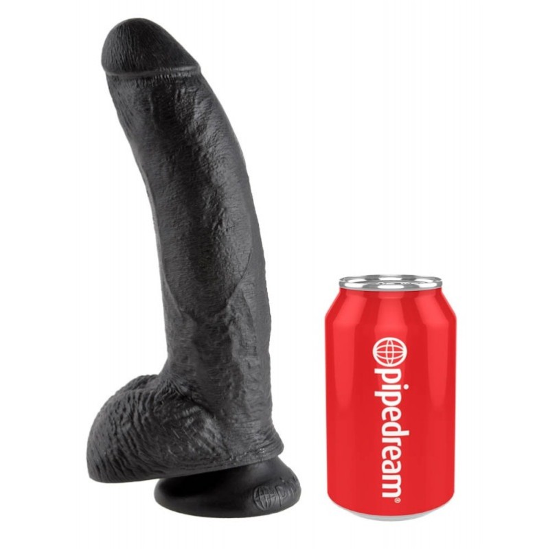 Realistic Dildo King Cock With Balls 23cm Black