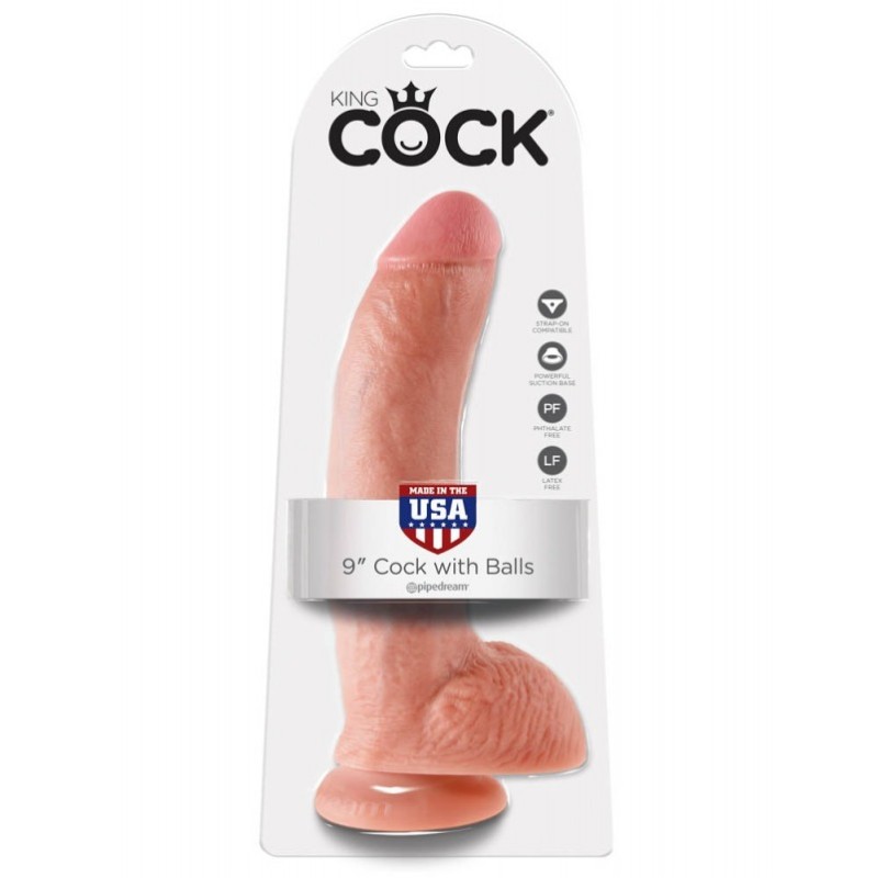 Realistic Dildo King Cock With Balls 23cm Nude